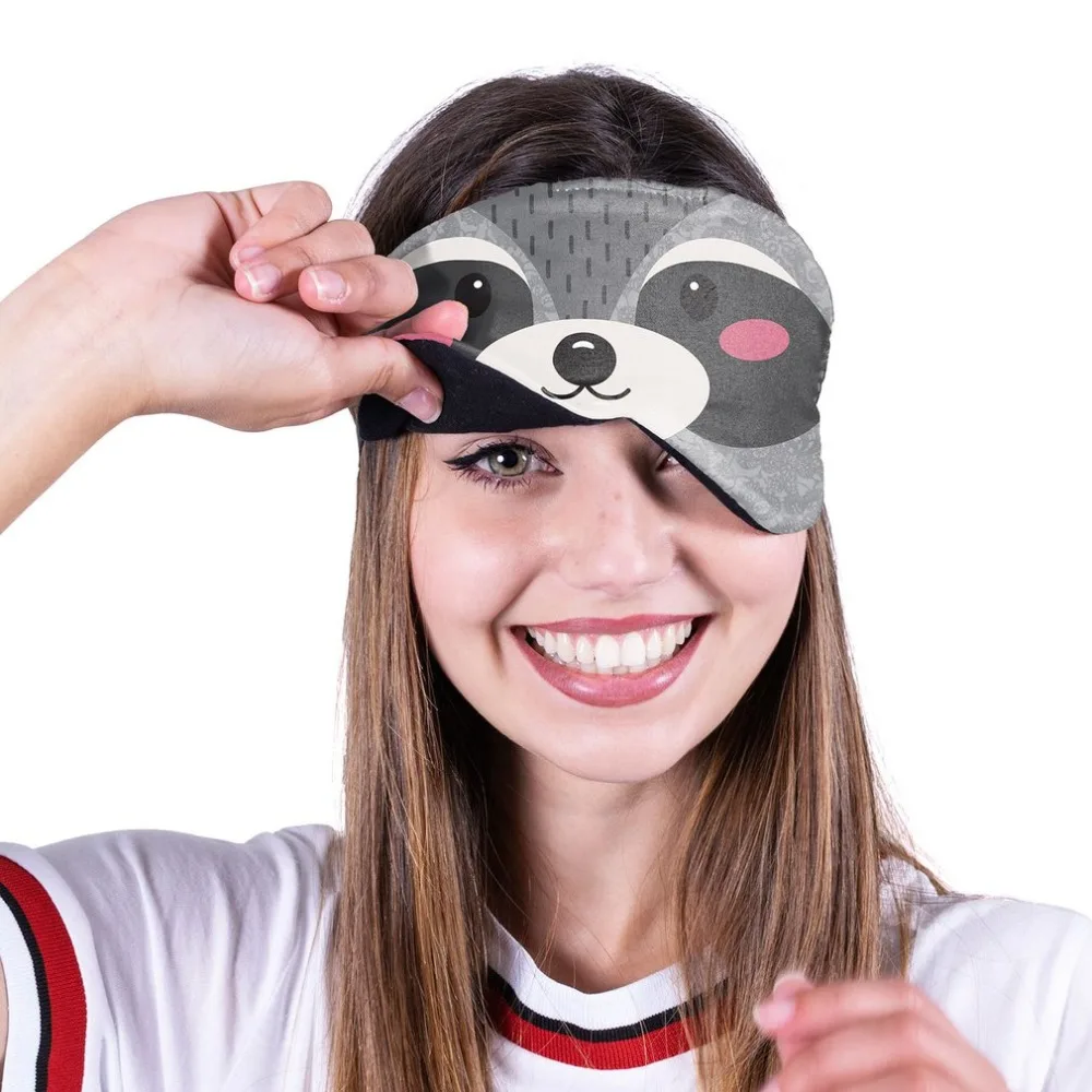 Маска для сна CPAP симпатичная маленькая маска енота глаз регулируемый оттенок