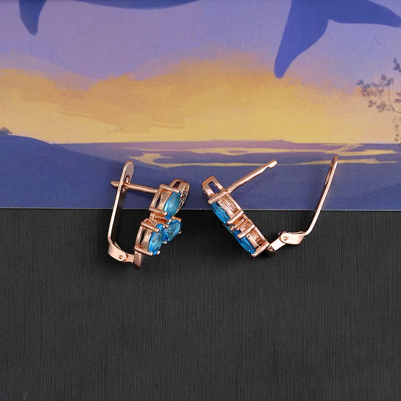 Женские серьги из розового золота 585 пробы с фианитами|Серьги-гвоздики| |