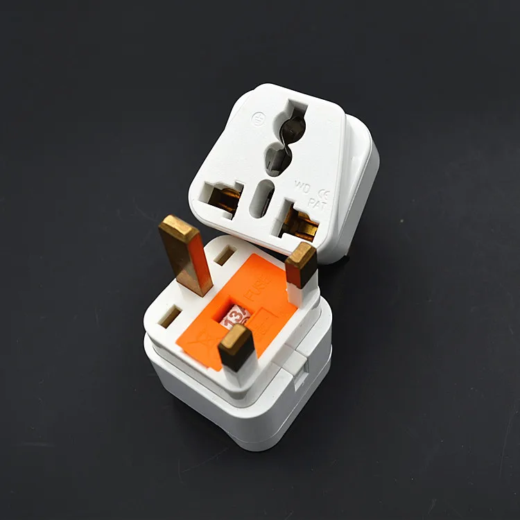 

10pcs/lot Universal Travel Power Plug Adapter 3pin AU/US/EU to UK Adaptor Converter AC Power Plug Connector With 13A insurance