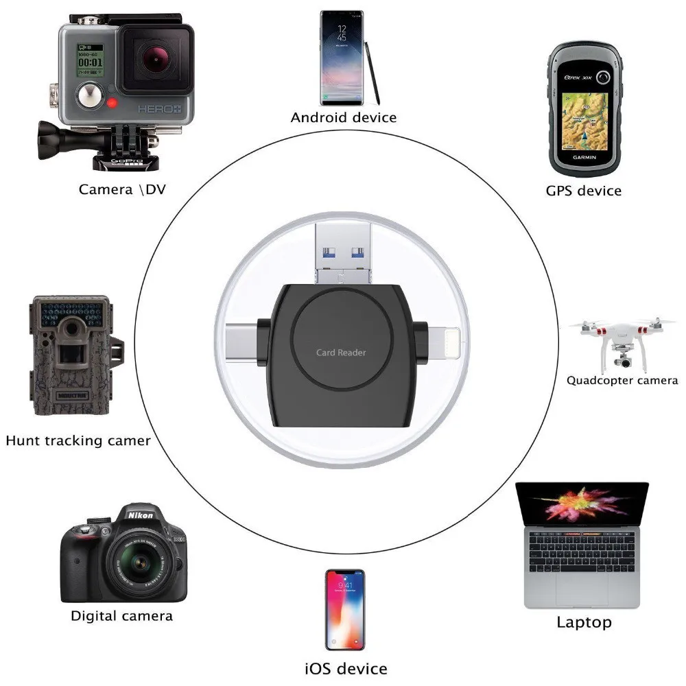 4 в 1 TF/MicroSD карты высокого Скорость OTG картридер Micro Тип usb C для телефона Android и iPhone