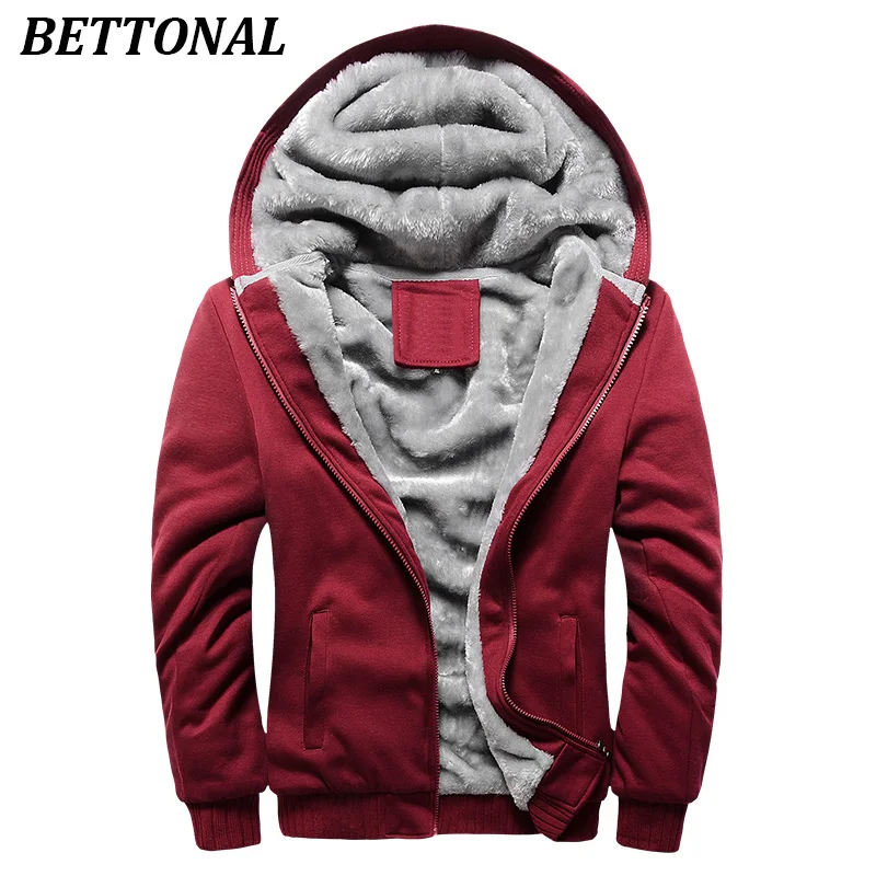 BETTONAL осень зима мужской Moletom теплый толстый бархат Твердые Толстовка для мужчин