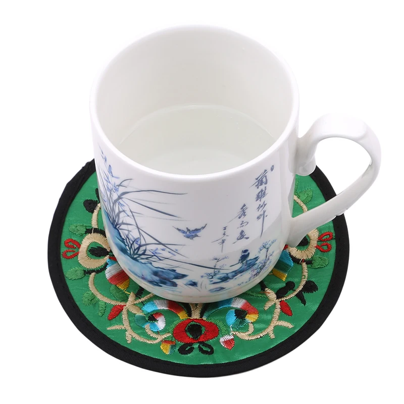 2 шт./упак. вышитые керамические накладки подставки для чашек украшения дома