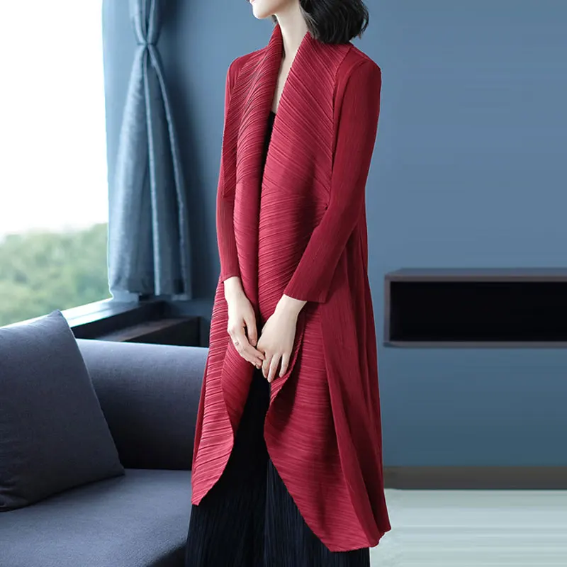 Changpleat 2018 new autumn loose women Trench Miyak Pleated long sleeve Loose Large size Solid Long Sleeve Female Coat Tide | Женская