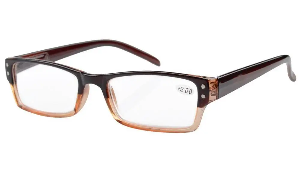 Brown R012 очки для чтения с пружинными петлями, мужские и женские очки с Чехол+ 1,0/1,25/1,5/1,75/2,0/2,25/2,5/2,75/3,0/3,5/4,0/ - Цвет оправы: Brown