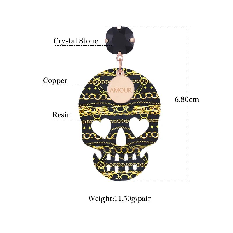 Женские серьги подвески Sehuoran в виде черепа ювелирное изделие стиле