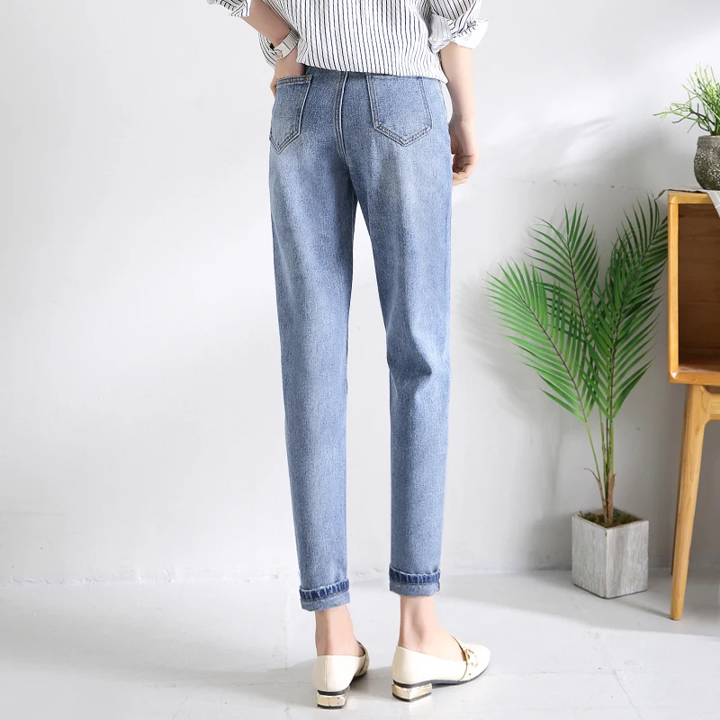 2018 новое качество осень Для женщин Высокая Талия джинсовые узкие брюки