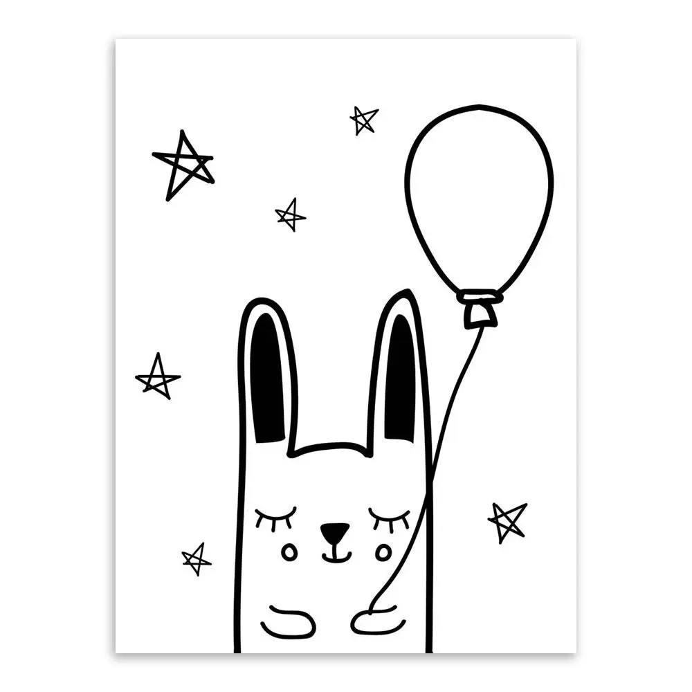 Кавайный Медведь Кролик постеры скандинавские детские комнаты Декор стены