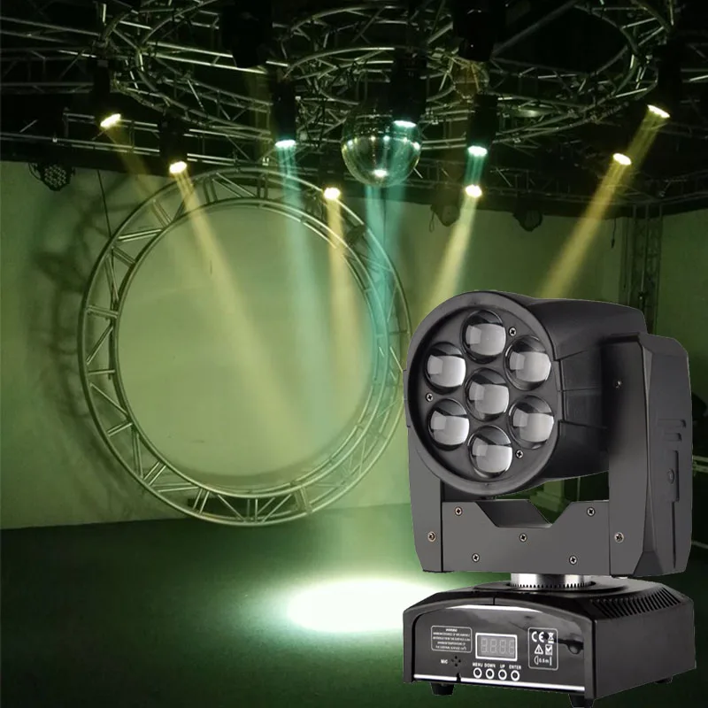 RGBW 4в1 7x12 Вт Zoom LED Mini Wash/Beam Light DMX512 Moving Head Профессиональный DJ диско бар Вечеринка шоу