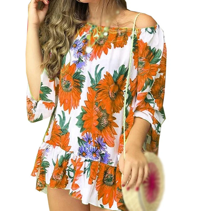 Женские топы Женская рубашка блузка пляжная летняя свободная туника модные