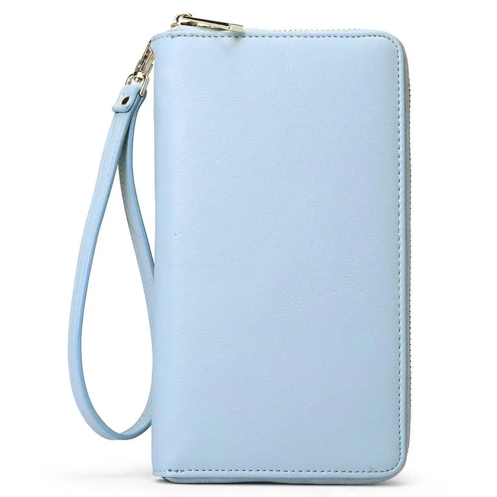 CHALLEN Leather Women Wallets PU Designer Zipper Long Wallet Women Card Holder Ladies Purse Money Bag Carteira Feminina - Цвет: blue