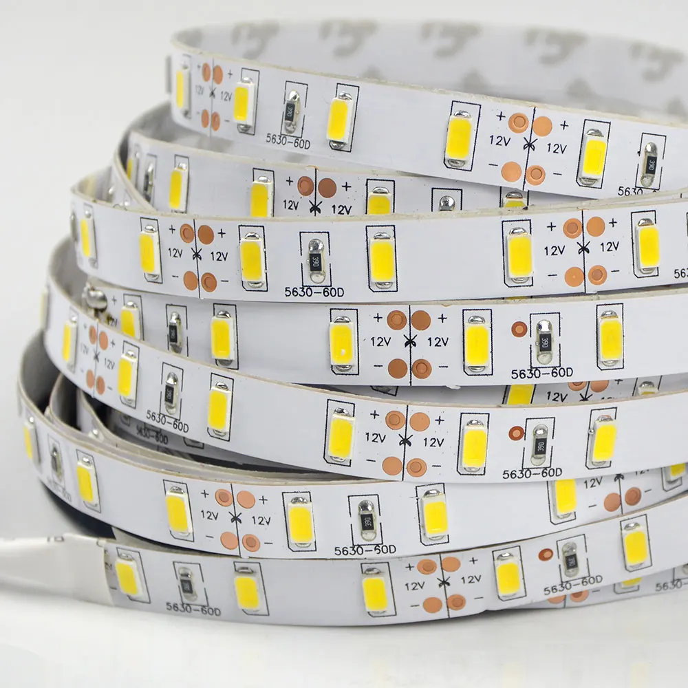 5 м DC12C SMD 5630/5730 светодиодные полосы гибкий свет 12В Водонепроницаемая светодиодная