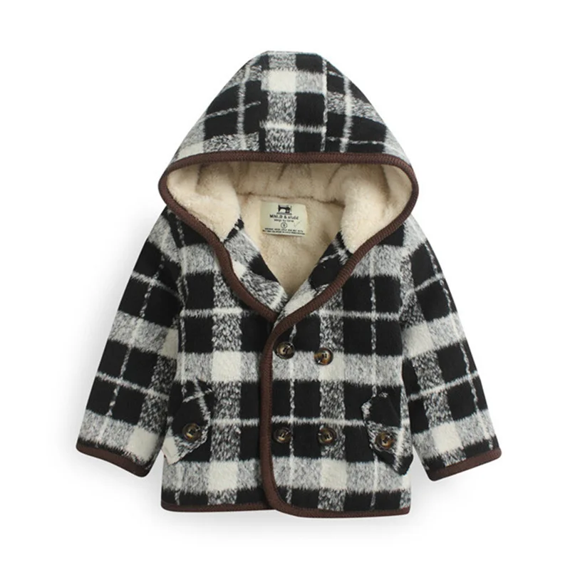 Новинка зимы 2018 детские вельветовые Теплые пальто повседневные клетчатые куртки