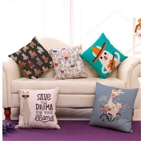 cartoon lovely alpaca patterns cotton linen cushion cover creative throw pillows home car sofa decorative pillow case