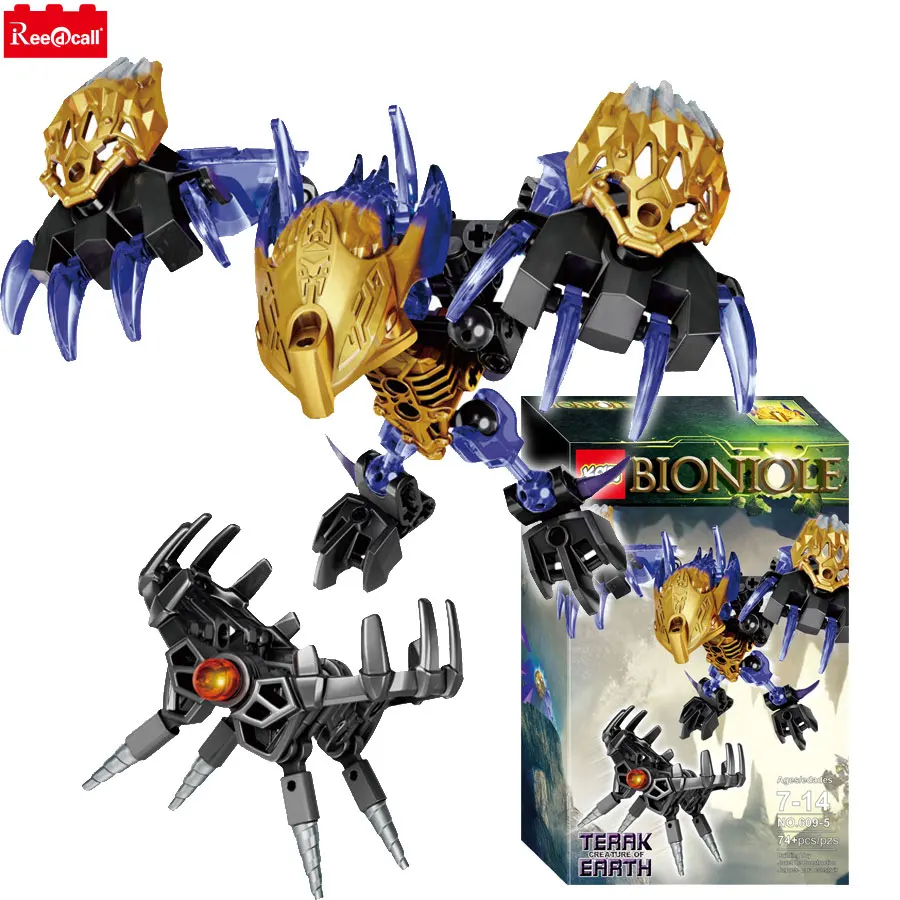 Reedcall 74 шт Bionicle Terak Creature of Earth 71304 Строительный набор совместимых Legoings строительные