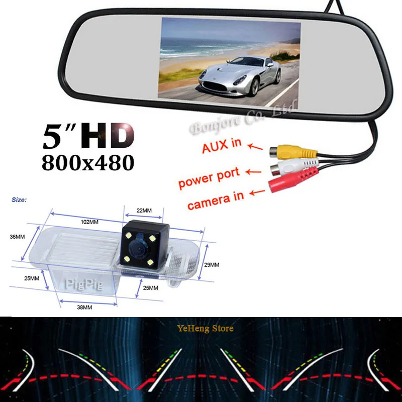 

5-дюймовый цветной HD TFT ЖК-монитор для автомобильного зеркала 800*480 и интеллектуальная динамическая траектория отслеживает камеру заднего ви...