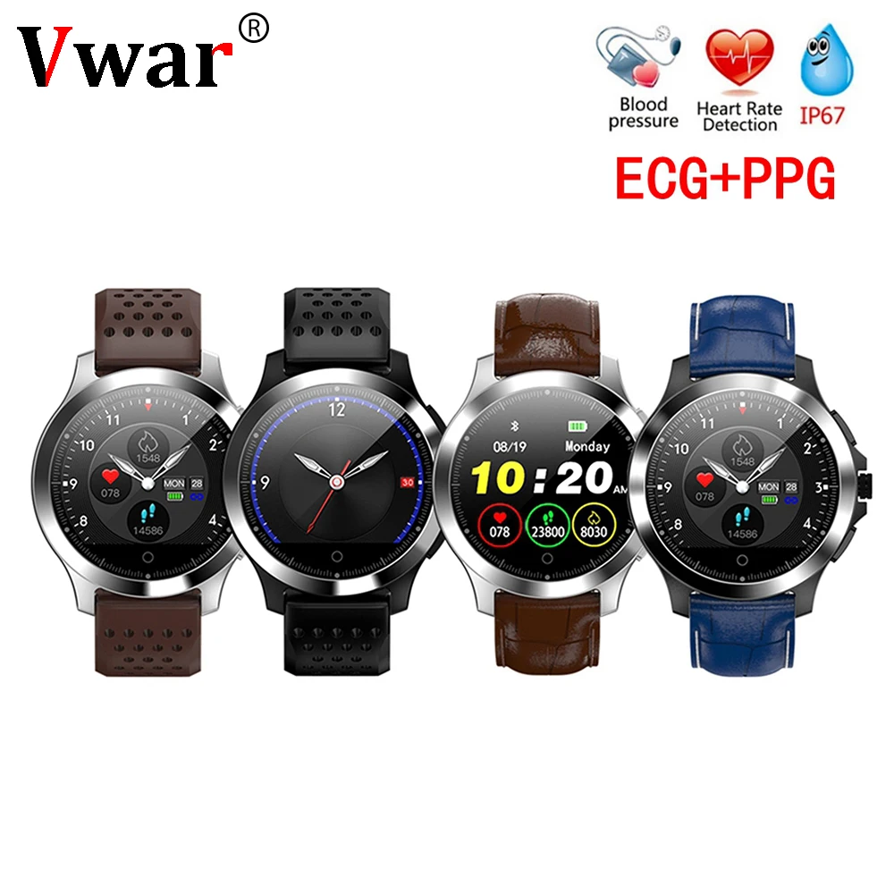 Vwar N66 Смарт часы для мужчин IP67 Водонепроницаемый ЭКГ + PPG монитор сердечного ритма