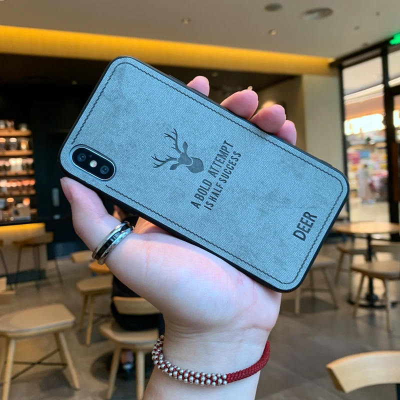 Ультратонкий тканевый чехол из мягкого ТПУ с 3D рисунком оленя для iPhone 6 6s SE 7 8 Plus X XS
