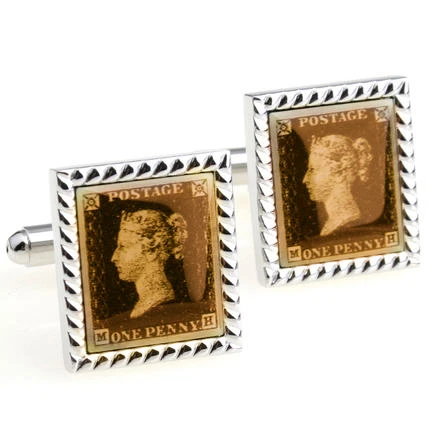 

Promotion! Men Cufflinks wholesale&retail top copper Silver Colour Postage Stamp Design Cuff links Free Shipping