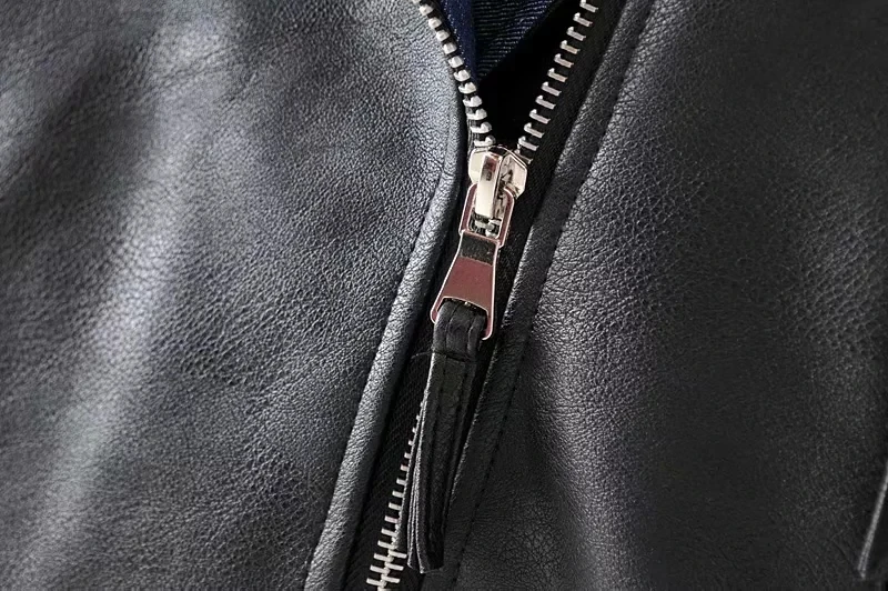 Aelegantmis New Pu Leather Jacket Women Fashion Loose Faux Leather Biker Jacket Black Soft Jacket Ladies Zipper Basic Coat
