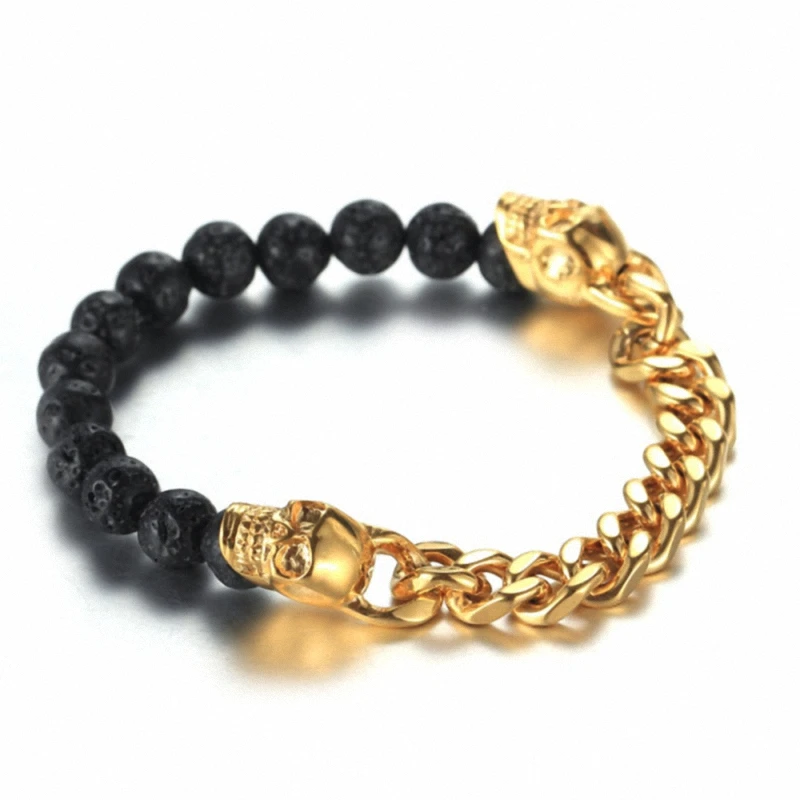 Натуральный Титановый стальной скраб камень браслет Мужчины ювелирные изделия