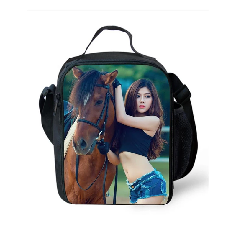Детская изолированная сумка-холодильник с животным принтом лошади сумки для