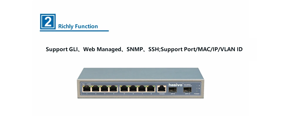 8 Порты и разъёмы 10/100/1000M Gigabit Ethernet-коммутатор управляемый коммутатор с 8 Порты и разъёмы 1000 м Rj45 2 Порты и разъёмы 1000M SFP волокно