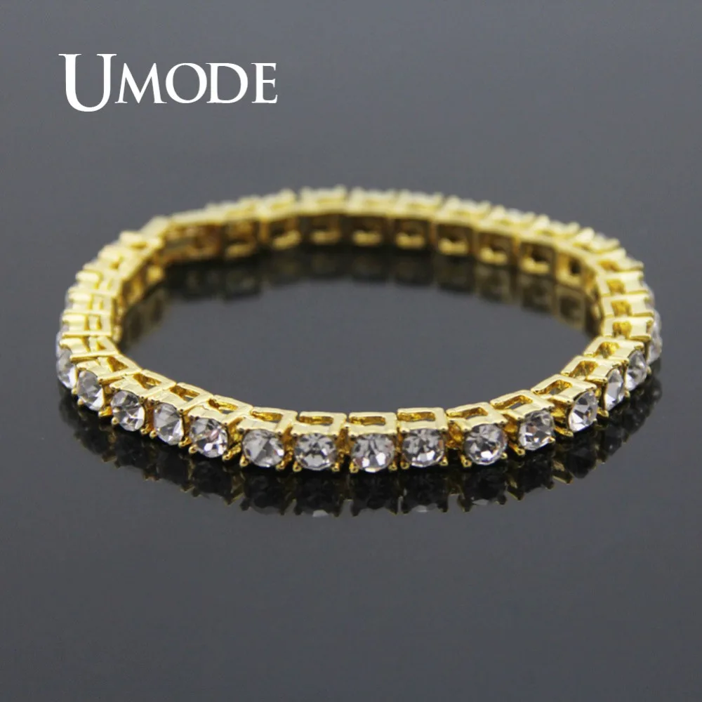 Новый модный браслет UMODE с цирконом для мужчин тенниса золотистый черный