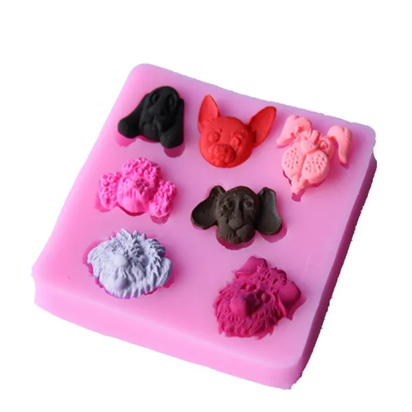 Hot Food-Grade Silicone Mold 3D Dogs Head Moulds Fondant Cake Decorating Tools Soap |