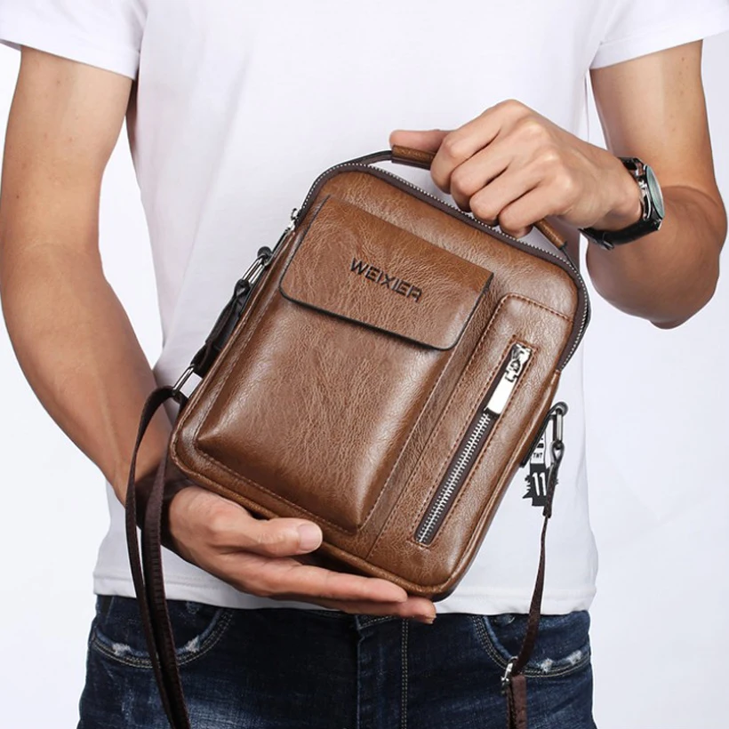 handbag Man Messenger Bag 2 Set Men Pu Leather Shoulder Bags Business Crossbody Casual Bag Famous Brand small black briefcase