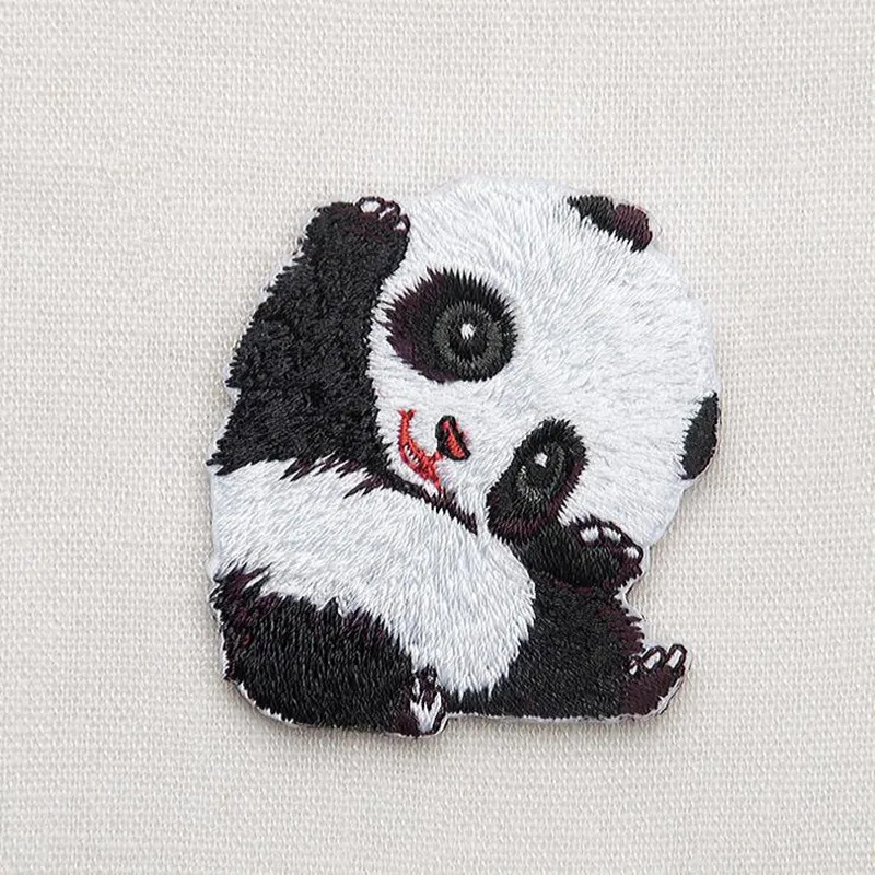 1PCS Embroidered Panda Patches for Clothing Iron Sew Applique Clothes Badge Stickers Jeans Jacket Decoration Cartoon Patches