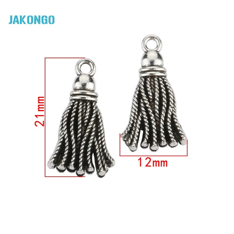 JAKONGO Подвески с кисточкой, античный посеребренный кулон для самостоятельного изготовления ювелирных изделий, браслет, ювелирные изделия, аксессуары 21x12 мм