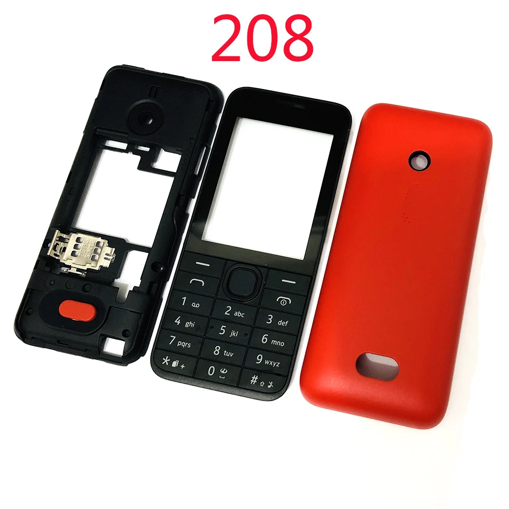 Для Nokia 208 108 220 X1-00 X1-01 Корпус Передняя Лицевая панель рамка чехол+ задняя крышка/крышка батарейного отсека+ клавиатура