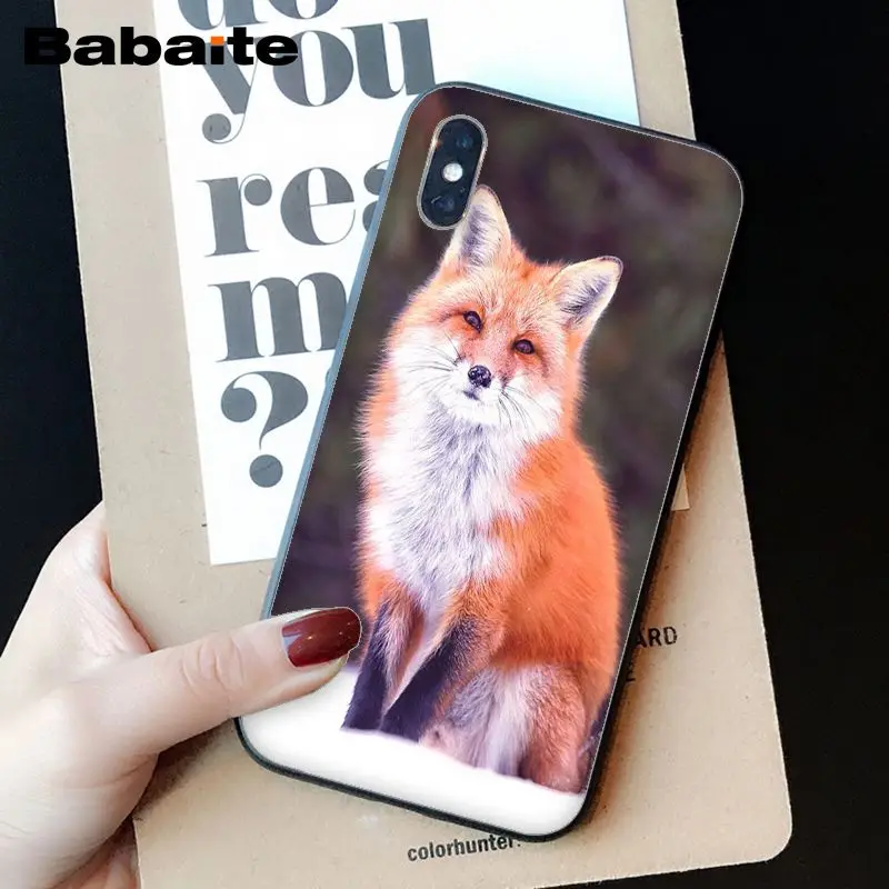Мягкий силиконовый черный чехол для телефона Babaite с изображением милых животных лисы кошки для iPhone 8 7 6 6S Plus 5 5S SE XR X XS MAX Coque Shell - Цвет: A16