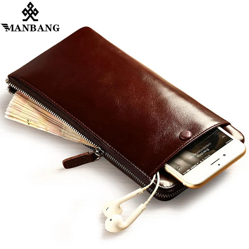 ManBang 2018 новые модные мужские кошельки из натуральной кожи на молнии кошелек