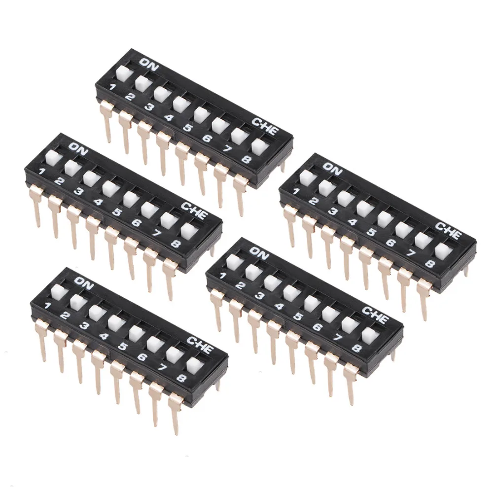 5 шт. переключатели Uxcell Black DIP 1-5/8 позиций шаг 2 54 мм для монтажных плат PCB идеально