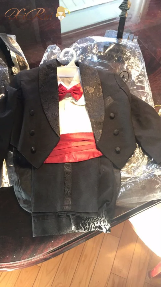 Детский нарядный костюм для мальчиков на свадьбу/костюм-смокинг черный/белый