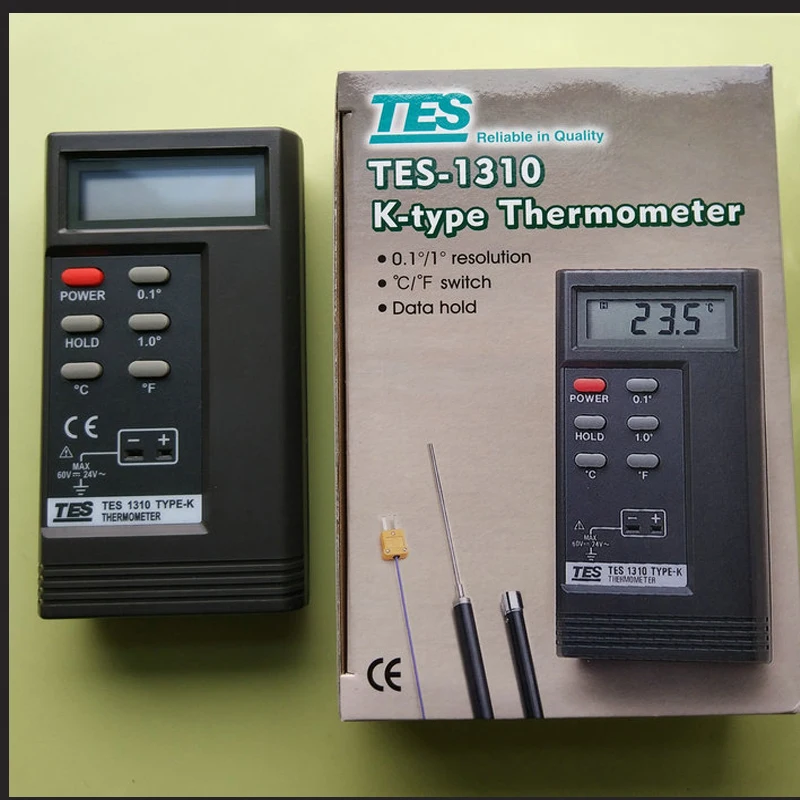 TES1310 цифровой термопары типа K с зондом T1 & T2 двойной дисплей Разрешение выбор