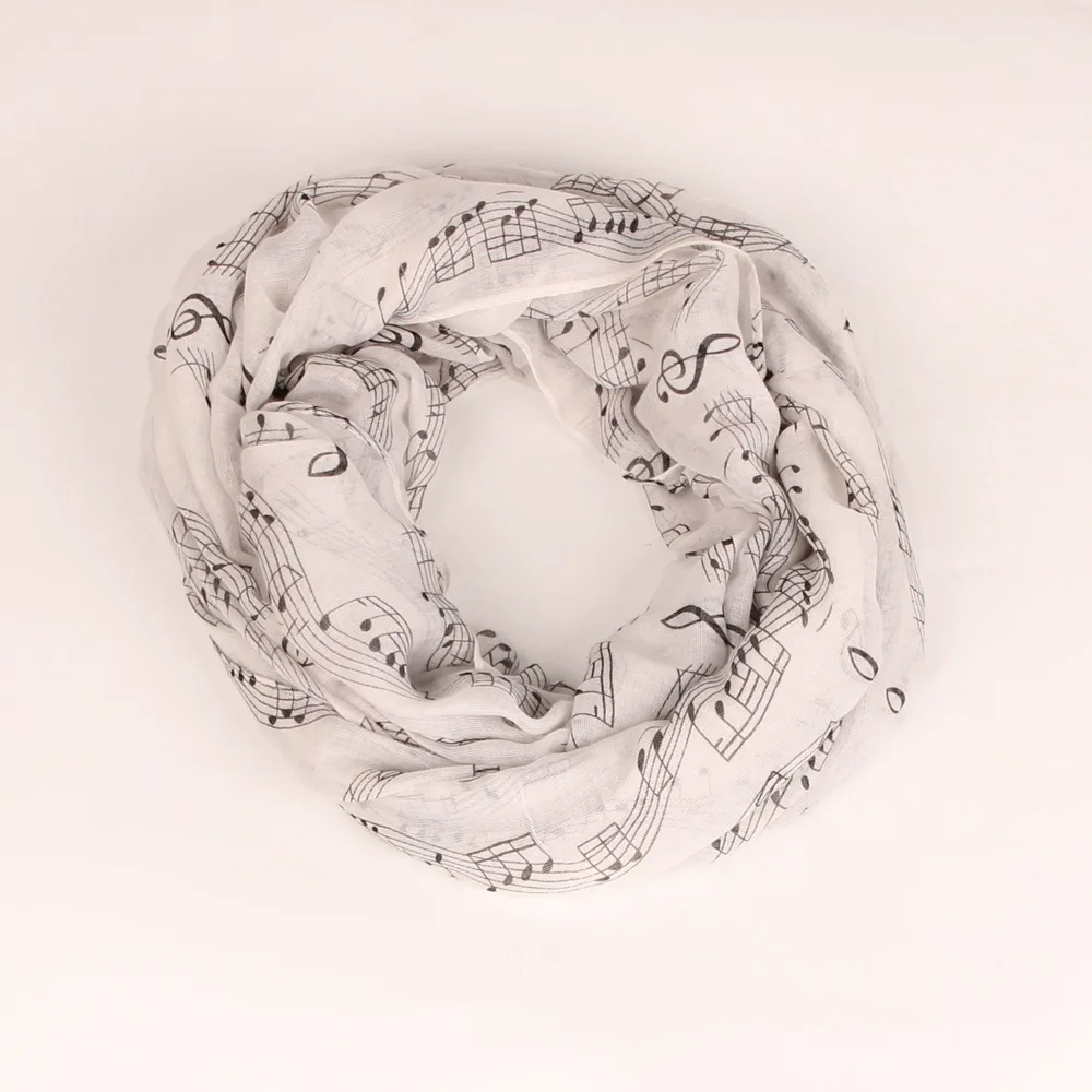 2019 для женщин Модный бесконечный шарф из мягкой вуали музыкальных нот Сценарий