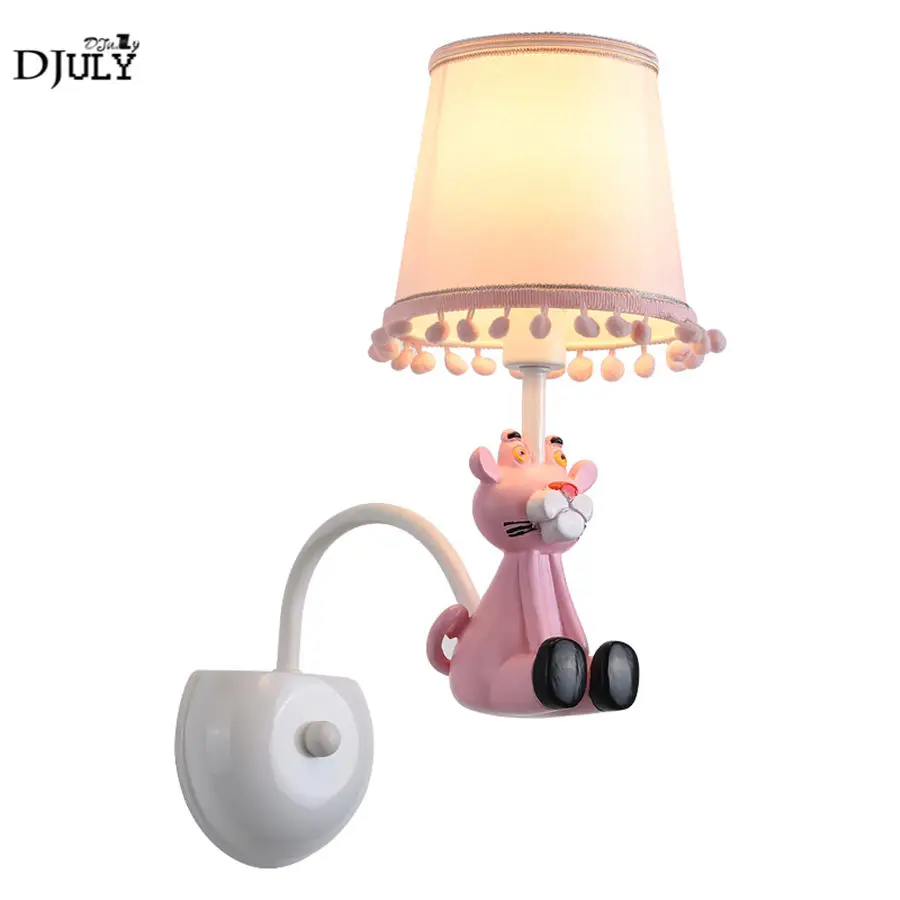 Девушка Спальня деко розовый Леопардовый настенный светильник Романтический