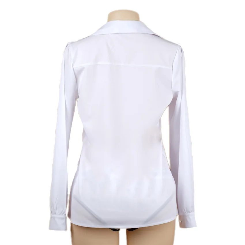 Женская белая Повседневная Блузка с длинным рукавом Элегантная 2018 Черная одежда