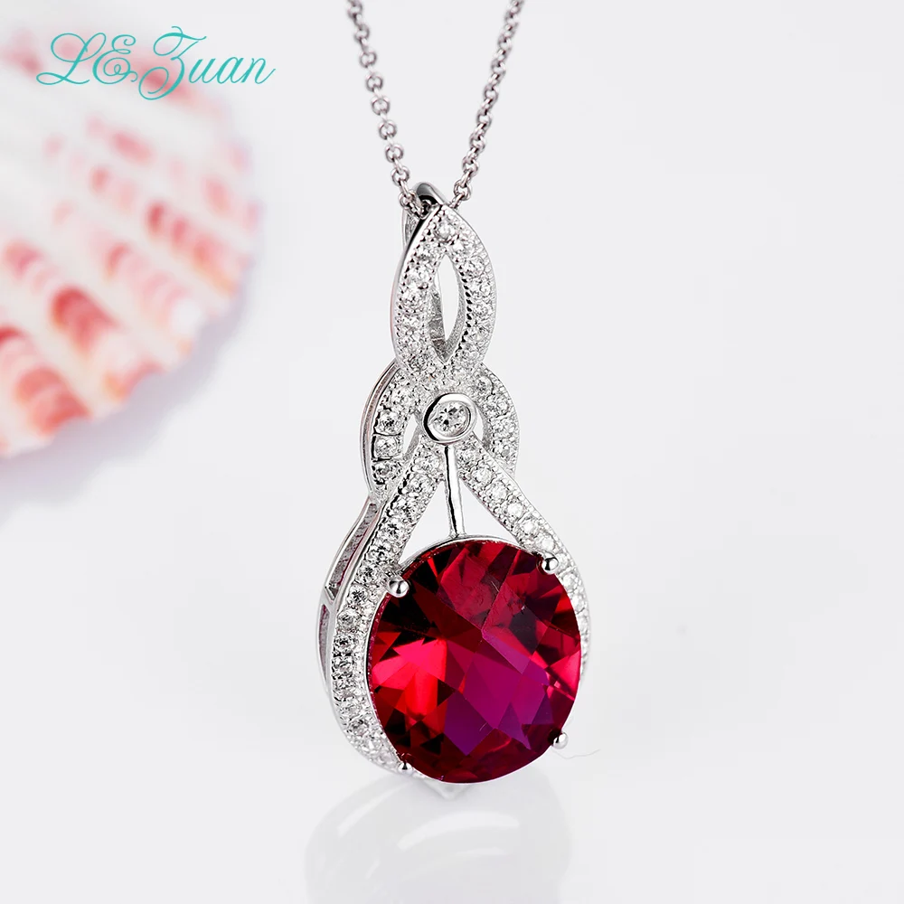 L &amp zuan 7.98ct кулон из Красного камня 100% Серебро 925 пробы ожерелье для женщин