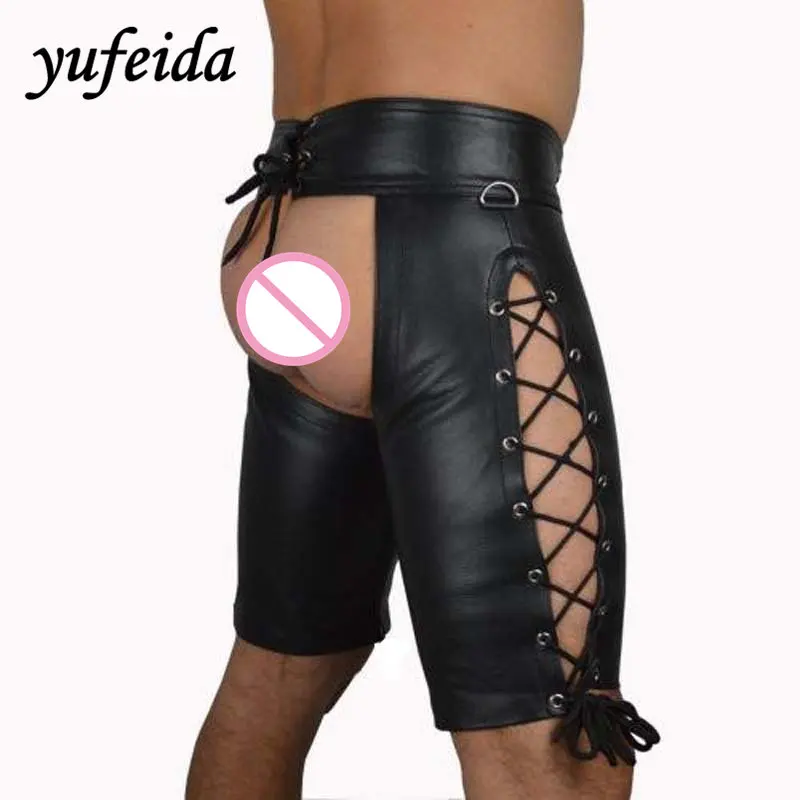 Yufeida мужские сексуальные боксеры открытые лакированные колготки Короткие штаны