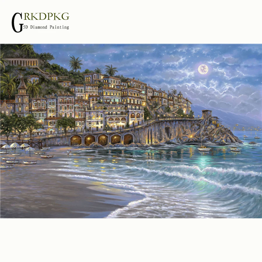 

Алмазная вышивка 5d с мотивом берега, картина из страз «сделай сам», вышивка крестиком, полная выкладка, мозаика без отделки, украшение для до...