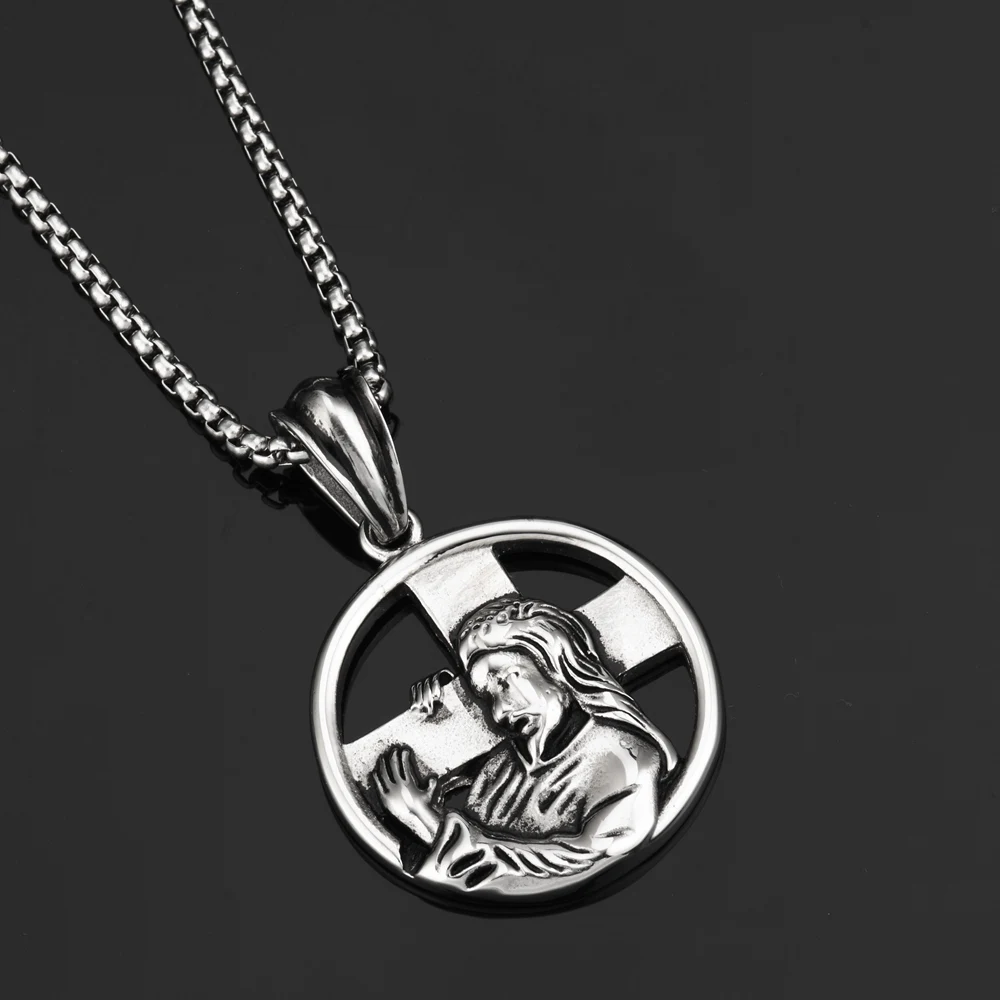 Goofan Hiphop Classic Cross Man Pendant Necklace Stainless Steel Fashion Style Trendy Charm for Men Women Gift STN1911 | Украшения и