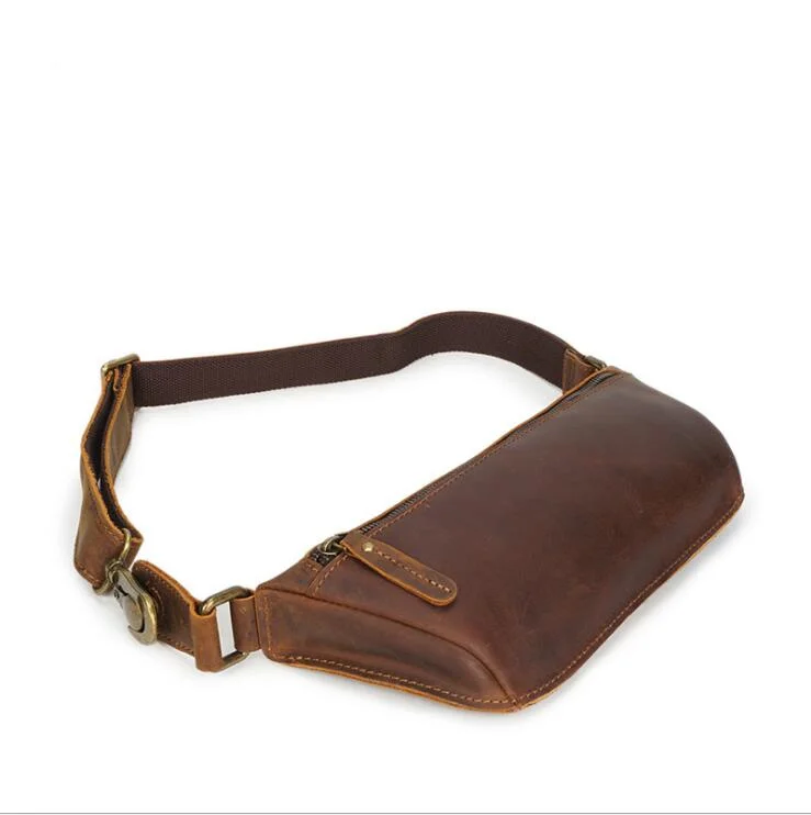 2018 Fashion genuine leather men's multifunction travel bags chest pack men simple waist pack quality man waist bag 25% off