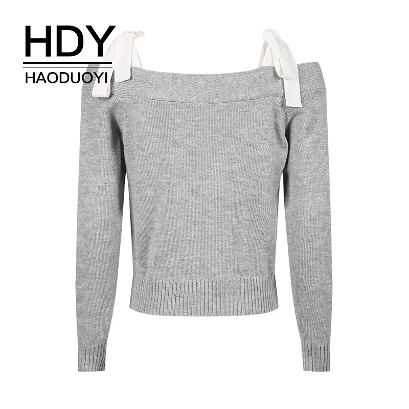 HDY Haoduoyi женские кардиганы с длинным рукавом на пуговицах Свитера бантом