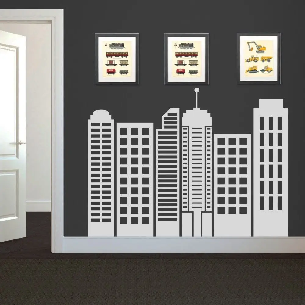 Город Силуэт Стикер Простых Геометрических Виниловые Росписи Искусства Декора