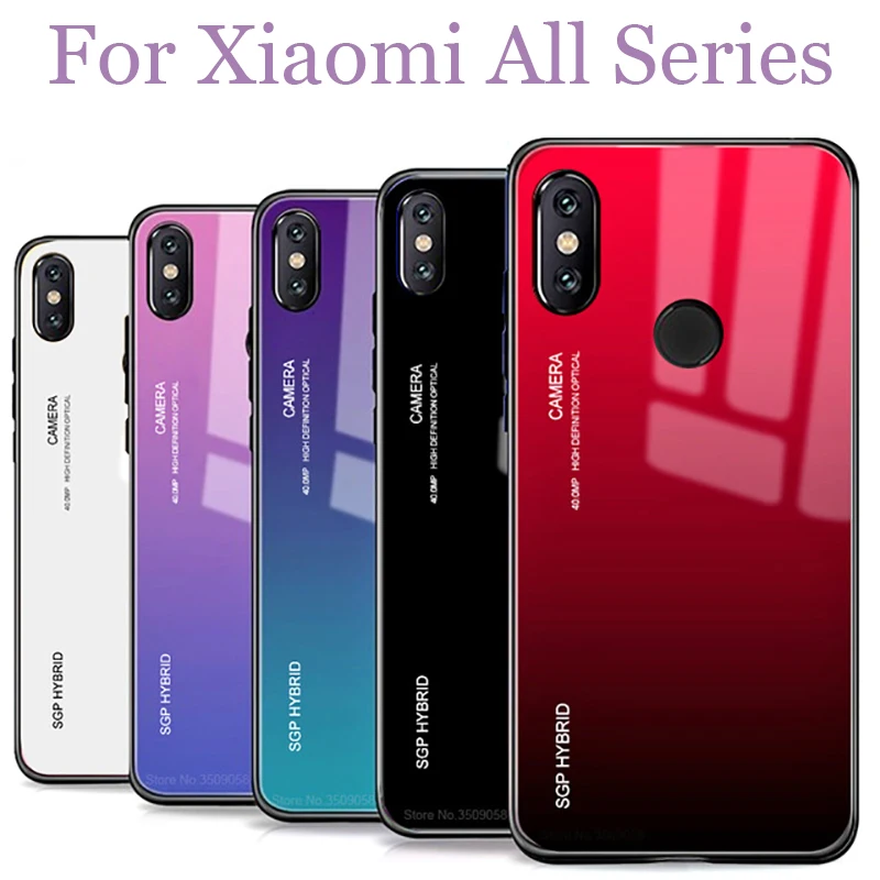 Чехол для xiaomi note5plus, стеклянный градиентный чехол, бампер, Fundas ksiomi a2 lite pro mi8 se mix2, мягкий чехол из ТПУ, 5a 4x
