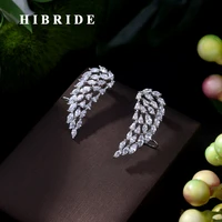 hibride new fashion brand jewelry white color full cubic zirconia pave setting geometric design stud earrings for women e 442