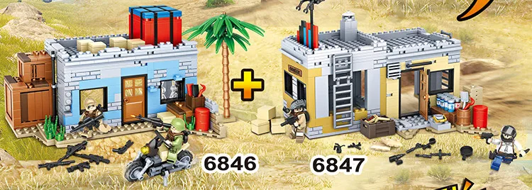 Современная военная игра PUBG сцены moc Airdrop вилла brickmania строительные блоки армейские фигурки мотоцикл оружие Блоки для оружия diy игрушки